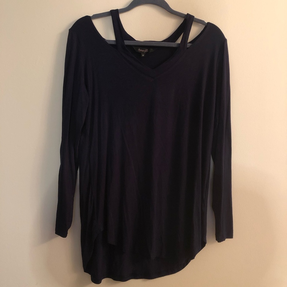 Navy Cold Shoulder blouse